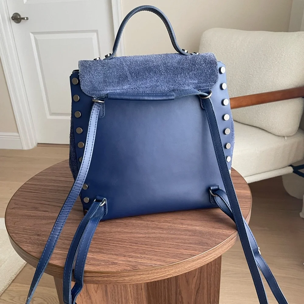 Blue Leather Women's Bag/Backpack - Picture 3 of 6